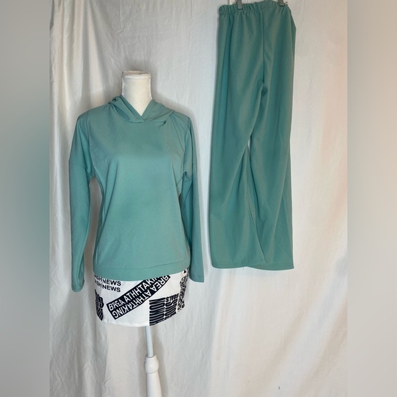 Tops - Women modest two piece hooded shirt with pants color mint size 1 ( fits M-L)